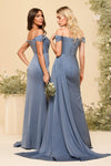 Off The Shoulder Mermaid Long Bridesmaid Dress Side Slit