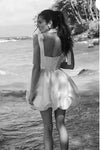Short Satin Bridal Dress With Bow Sash Strap