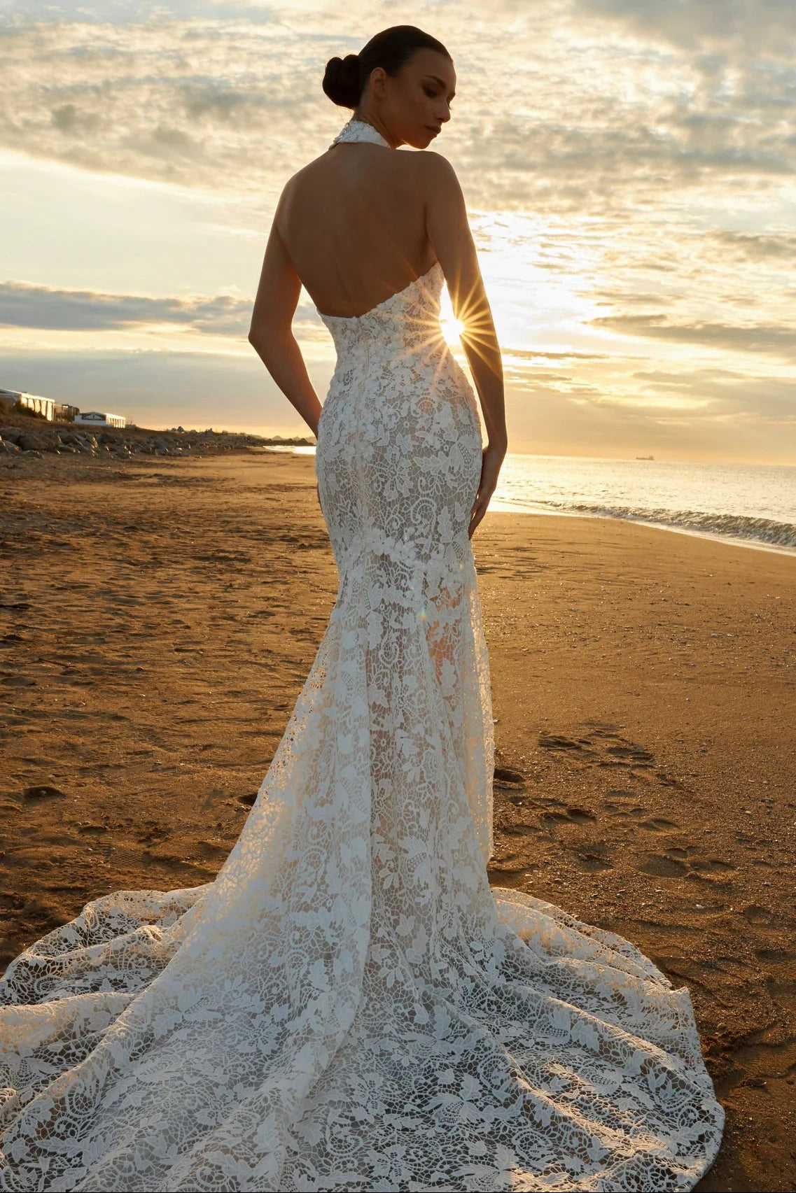 lace wedding dress halter neck Elegant Sleeveless Backless Lace Mermaid Wedding Dress Zipper Halter Neck Bridal Gown