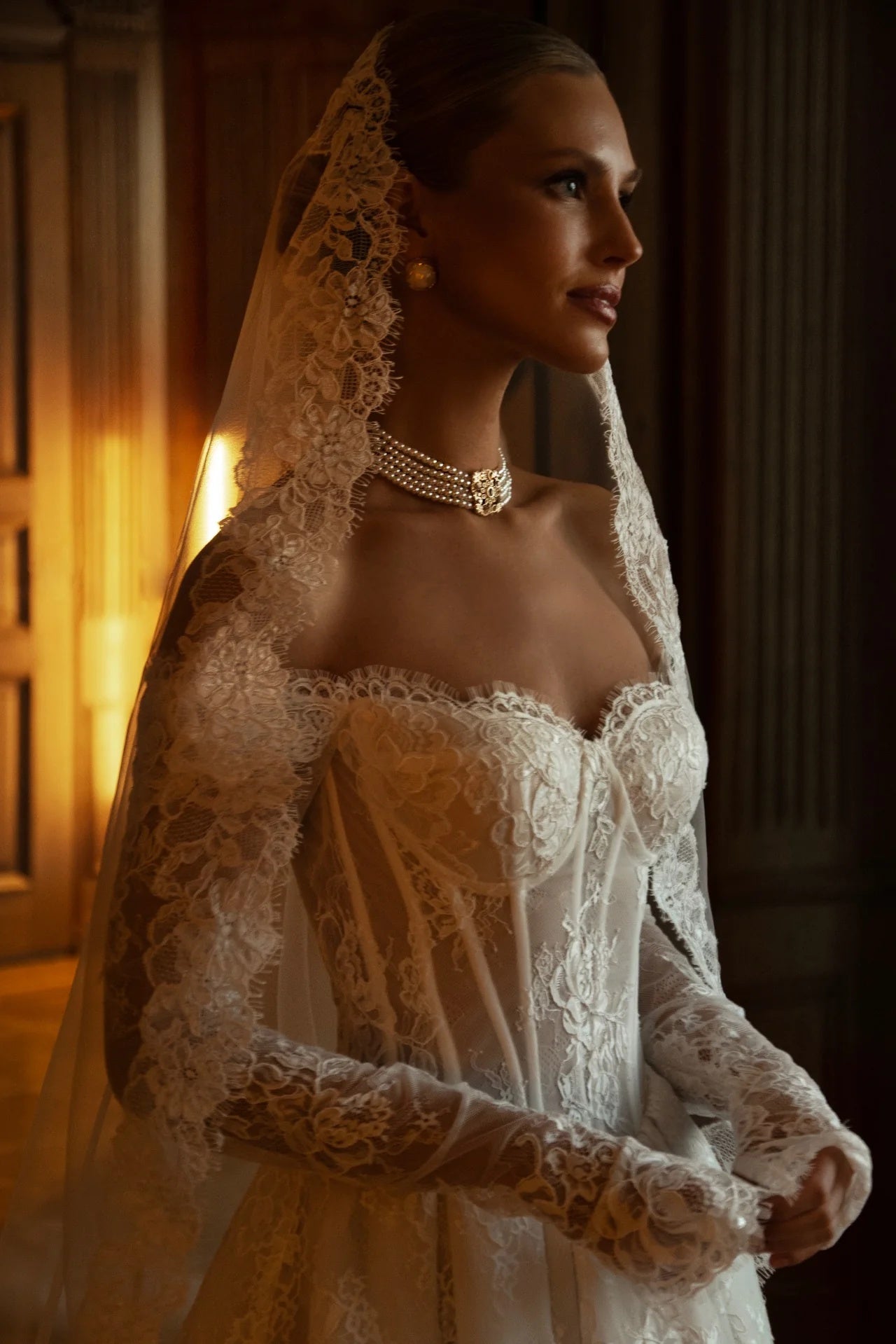 DZ9636 Off The Shoulder Floral Lace A Line Corset Wedding Dress – TANYA BRIDAL