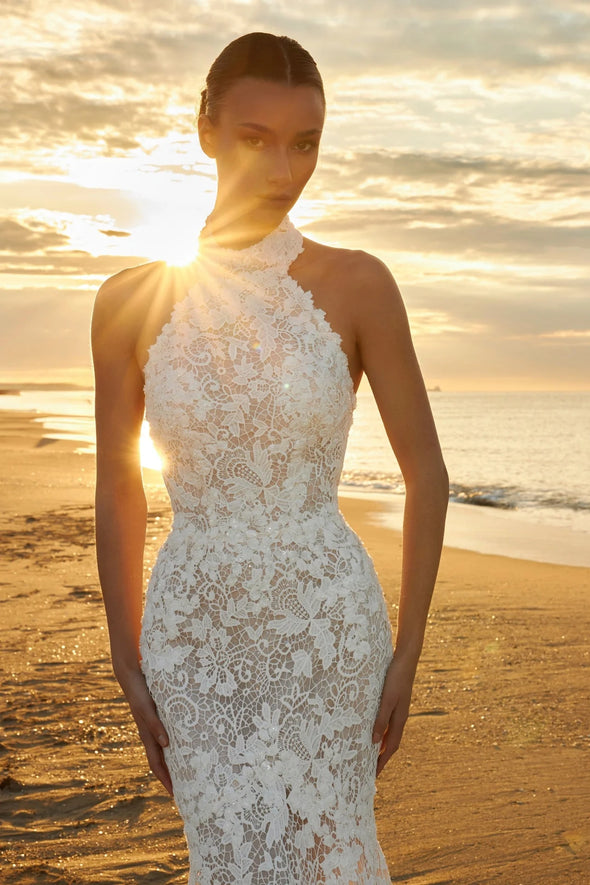 lace halter top wedding dress DZ9638 Mermaid Long Neck – TANYA BRIDAL Better-Than-A-Slip Dress (Length):Regular 57