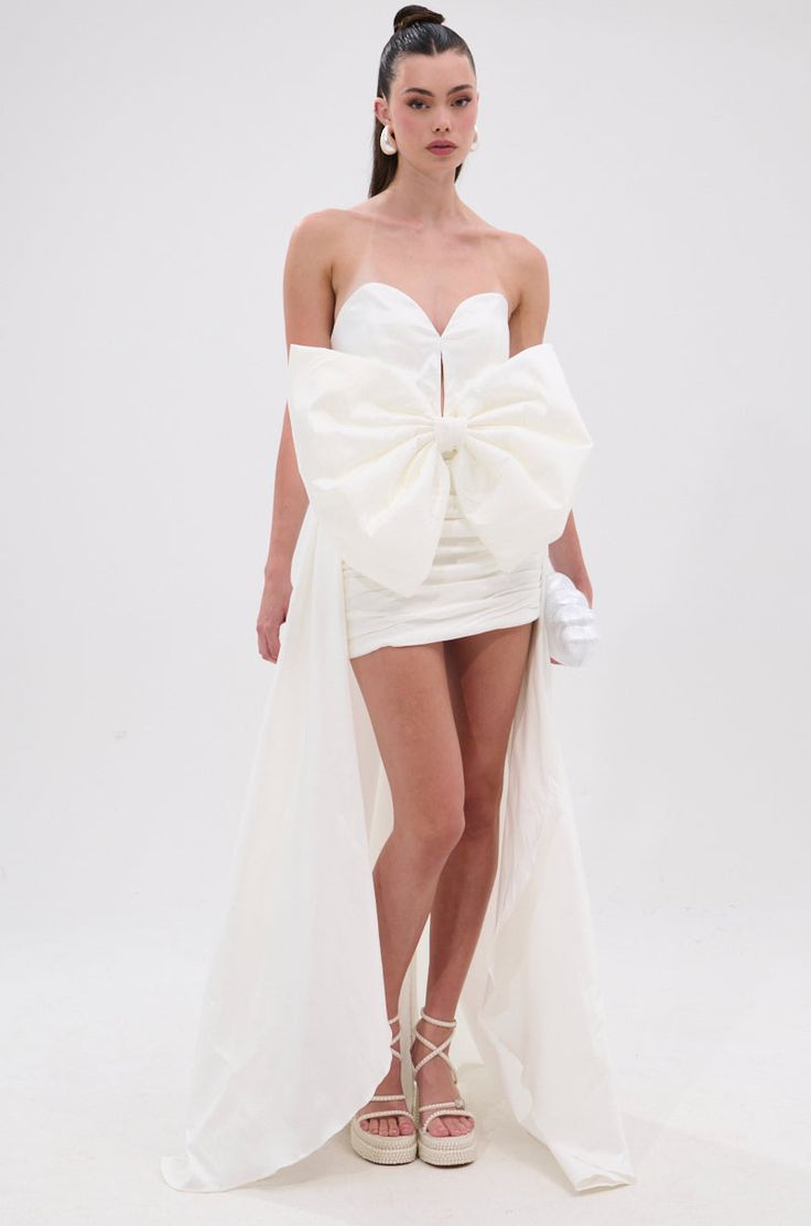 Taffeta Short Mini Homecoming Dress With Bow Front TANYA BRIDAL Taffeta Short Mini Homecoming Dress With Bow Front TANYA BRIDAL