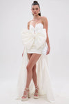 Taffeta Short Mini Homecoming Dress With Bow Front