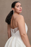 Strapless A Line Taffeta Wedding Dress Buttons Back