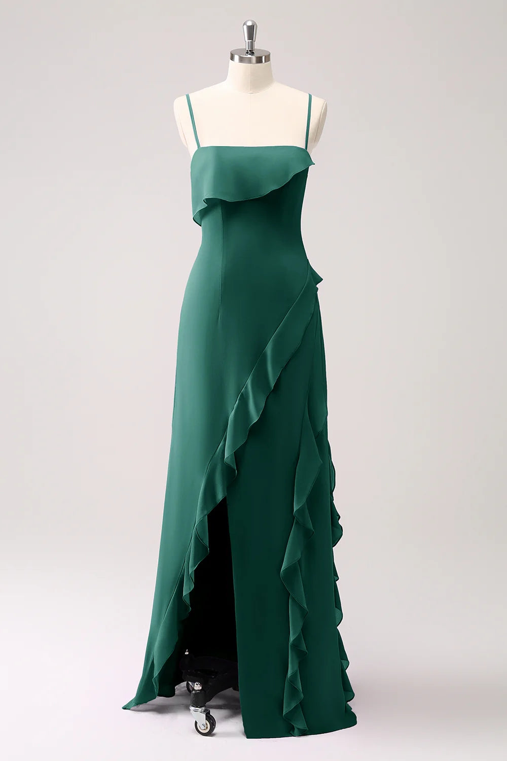 Spaghetti Strap A Line Dark Green Long Chiffon Bridesmaid Dress TANYA BRIDAL Spaghetti Strap A Line Dark Green Long Chiffon Bridesmaid Dress TANYA BRIDAL