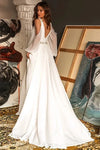 #DZ9370 Chiffon V-Neck Boho Beach High Slit Bride Gown