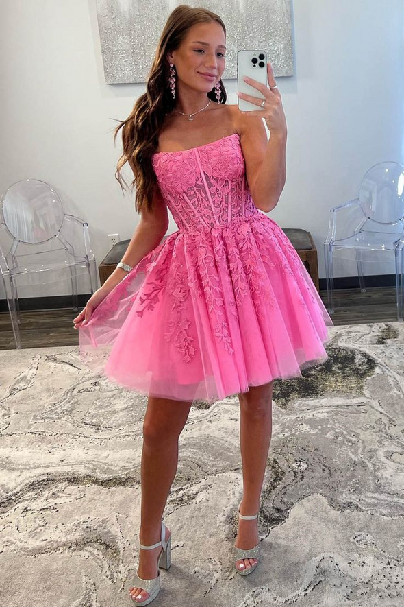 Lace Tulle Party Dress Short Mini Homecoming Gown 24381517