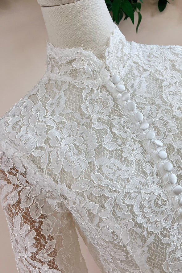 Lace Wedding Jacket High Stand Collar Bridal Bolero DQG1255