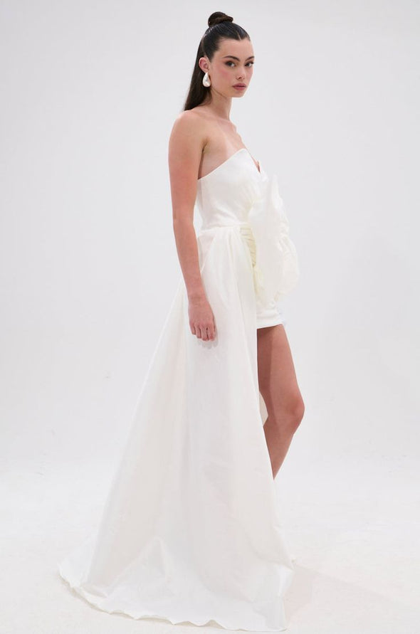 Taffeta Short Mini Homecoming Dress With Bow Front