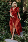 #DZ9341 Long Velvet Wrap Maxi Dress