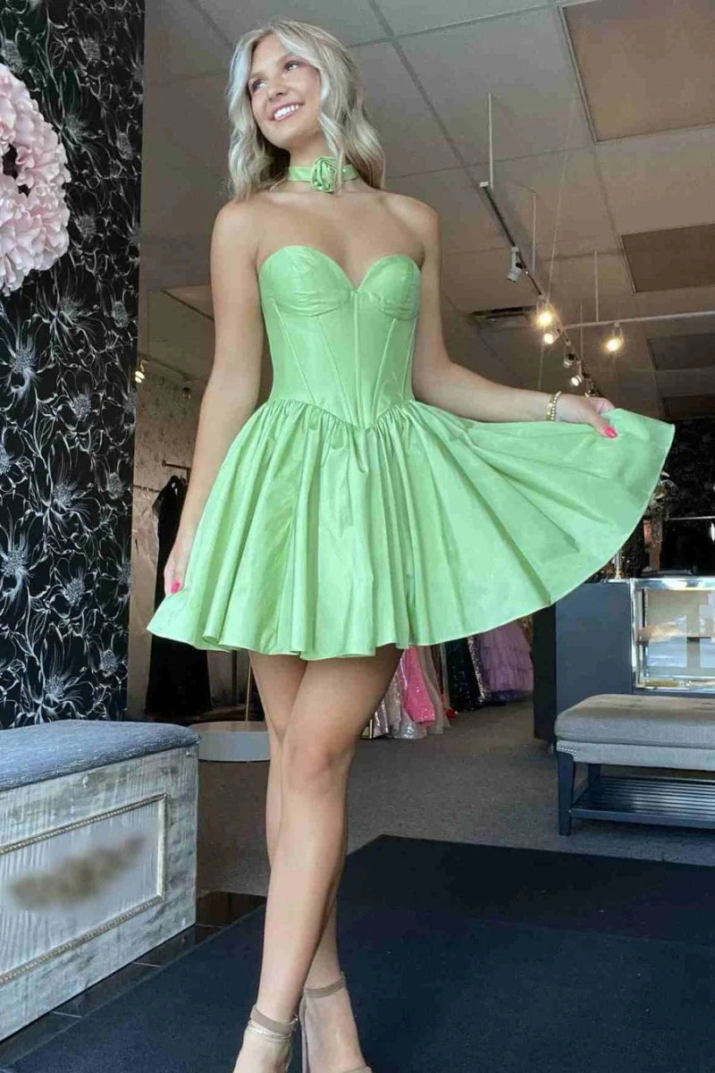 Hot Pink Strapless Taffeta Short Homecoming Dresses TANYA BRIDAL Hot Pink Strapless Taffeta Short Homecoming Dresses TANYA BRIDAL