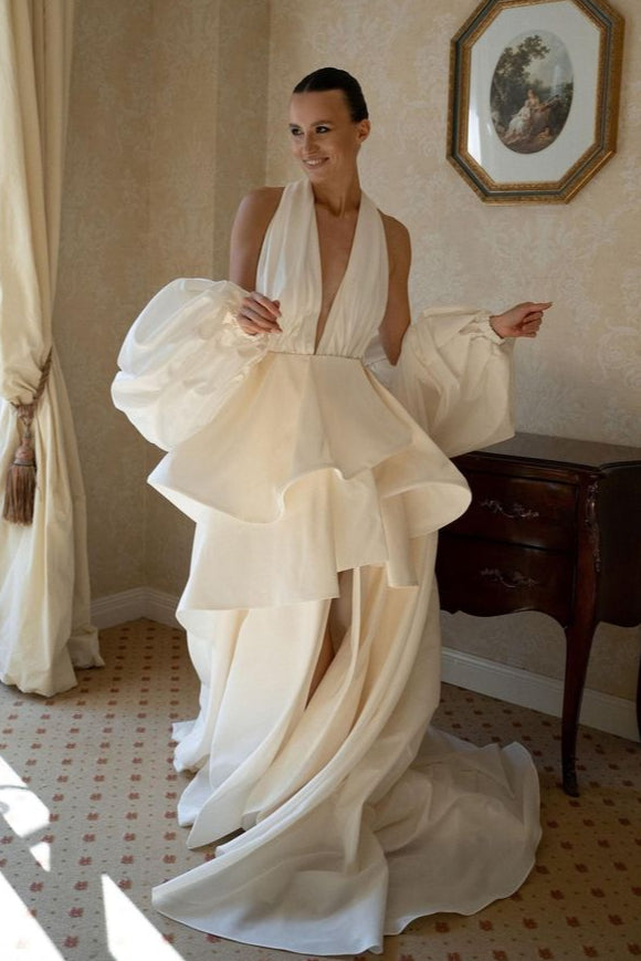 silver dresses Taffeta Off Shoulder Wedding Gown by Adrianna Papell 31259 couture photo shoots vespertine