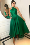 Green Satin Homecoming Dress Halter Neck A Line Backless 24391643