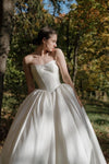 #DZ9313 Strapless Long Wedding Dress Lace Up Back