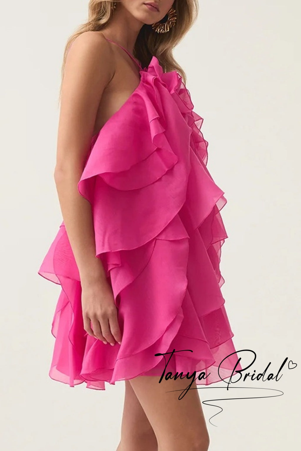 DZ9509 Ruffles Backless A Line Mini Party Dress Cocktail Gown TANYA BRIDAL DZ9509 Ruffles Backless A Line Mini Party Dress Cocktail Gown TANYA BRIDAL