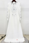 #DZ9400 White Long Crystal Full Sleeves Evening Dress