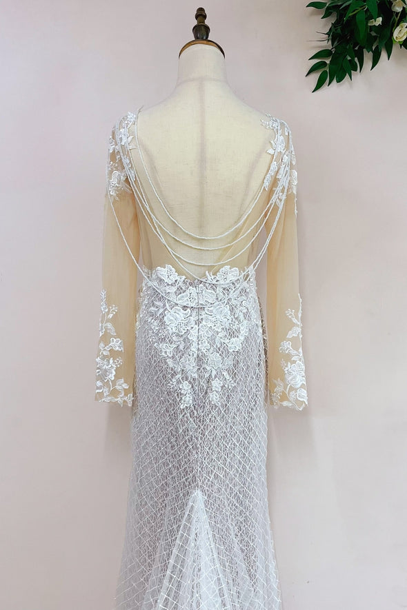 Champagne Lining Mermaid Lace Wedding Dresses DW251