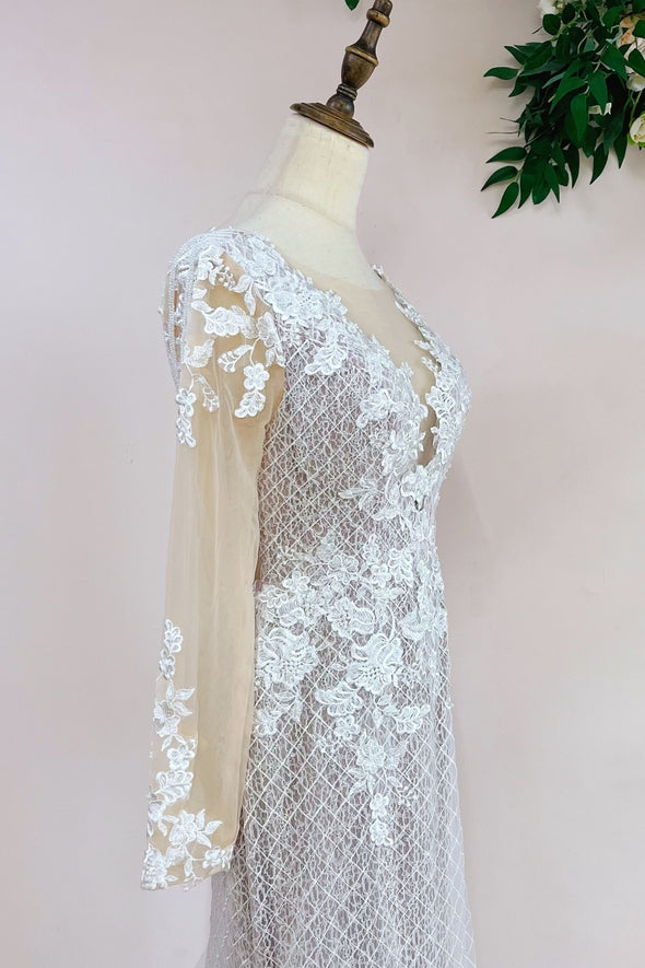 Champagne Lining Mermaid Lace Wedding Dresses DW251