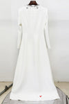 #DZ9400 White Long Crystal Full Sleeves Evening Dress
