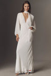 #DZ9402 Deep V Neck Long Sleeves Chiffon Wedding Dress