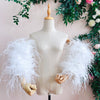 Black Puffy Detachable Ostrich Feather Sleeves For Wedding Party