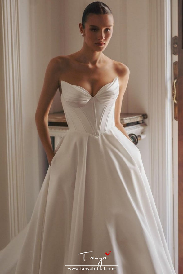 #DZ9403 Satin Wedding Dress Long