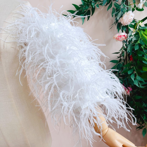 Black Puffy Detachable Ostrich Feather Sleeves For Wedding Party