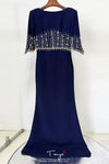 #DZ9398 Half Sleeves Mermaid O Neck Evening Dress