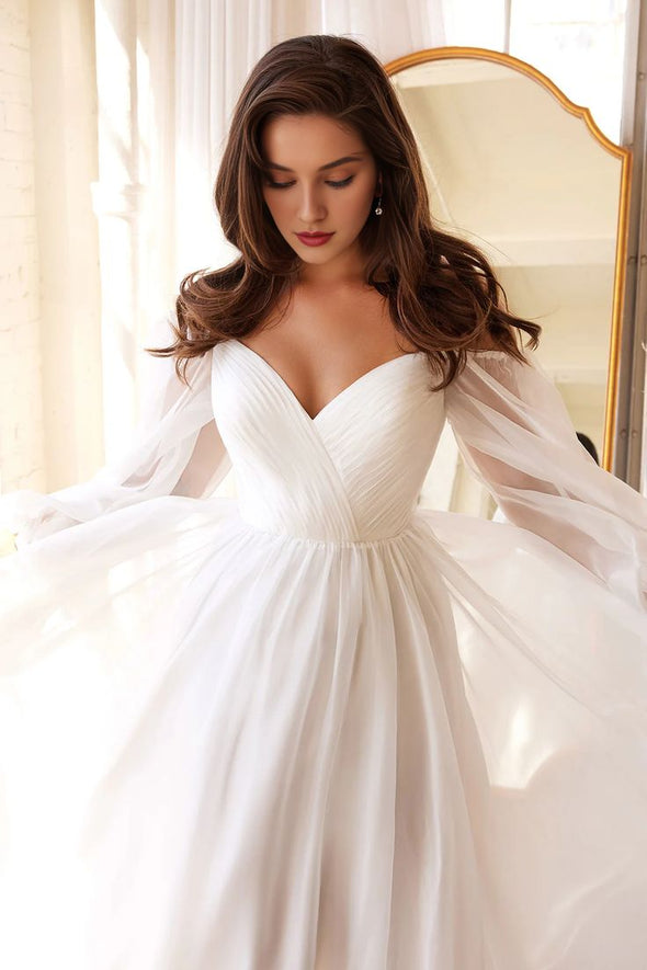 Off White Long Chiffon Wedding Dress Elegant Gown TANYA BRIDAL Off White Long Chiffon Wedding Dress Elegant Gown TANYA BRIDAL
