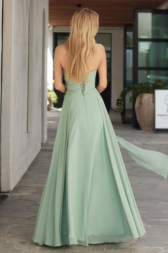 Sweetheart Long Chiffon Evening Party Dress With Neck Scarf
