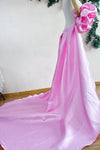 Pink Mikado Satin Long Wedding Party Outfit Lady Evening Cape