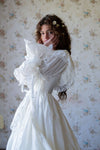 Long Taffeta A Line Off The Shoulder Lace Edge Wedding Gown
