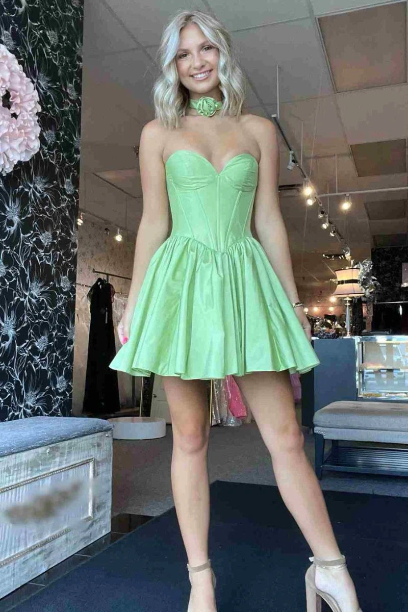 Hot Pink Strapless Taffeta Short Homecoming Dresses TANYA BRIDAL Hot Pink Strapless Taffeta Short Homecoming Dresses TANYA BRIDAL