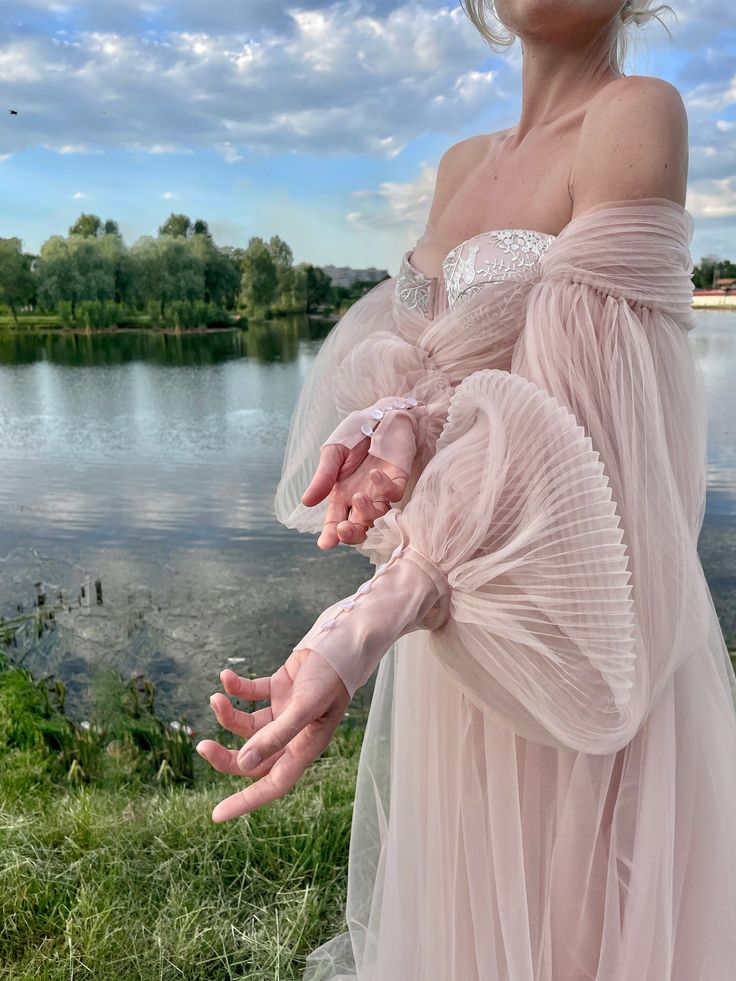 Off The Shoulder Dusty Pink Wedding Dress TANYA BRIDAL Off The Shoulder Dusty Pink Wedding Dress TANYA BRIDAL