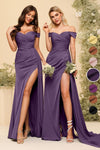 Off The Shoulder Mermaid Long Bridesmaid Dress Side Slit
