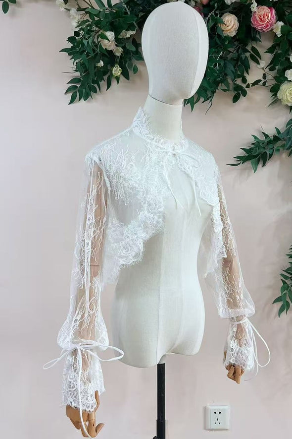 Romantic Lace Long Sleeves Wedding Jacket