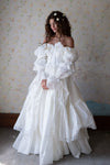 Long Taffeta A Line Off The Shoulder Lace Edge Wedding Gown