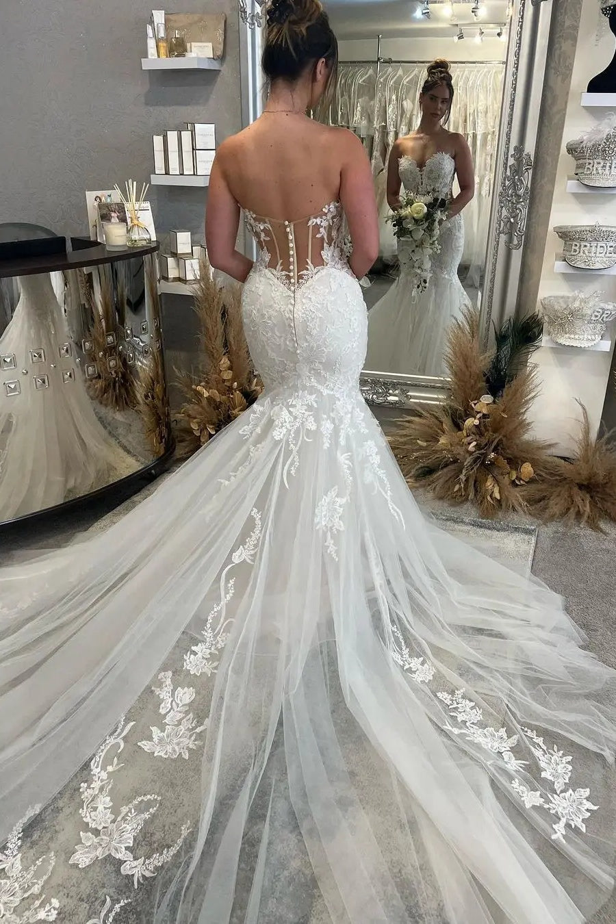 backless wedding dress mermaid DZ9623 Backless Wedding Dress Mermaid Sleeveless – TANYA BRIDAL