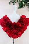 Red 3D Rose Flower Wedding Cape Luxury Bride Unique Wrap