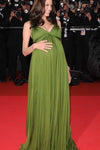 A Line Floor Length Pleat Pregnant Evening Formal Gowns