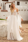 #DZ9439 Elegant Lace Chiffon A Line Wedding Dress