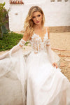 #DZ9439 Elegant Lace Chiffon A Line Wedding Dress