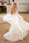 #DZ9439 Elegant Lace Chiffon A Line Wedding Dress