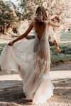 New Boho A Line V Neck Beach Wedding Dress