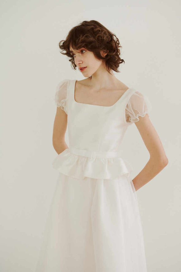Modest Long Wedding Dress Short Sleeves
