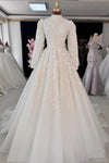 Modern 3d Lace Hijab Wedding Dress