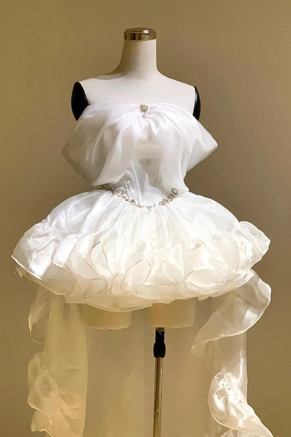 Ruffles Short Wedding Dress Homecoming Gown Bling Crystal