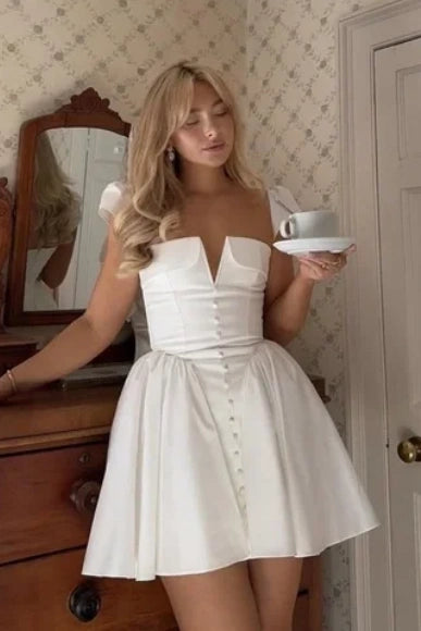 cap sleeve homecoming dresses Taffeta Short Mini Homecoming Dress Cap Sleeves – TANYA BRIDAL