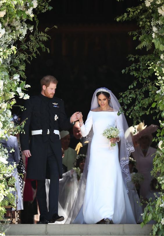 Meghan Markle Mermaid Wedding Dress With 3/4 Sleeves White Dresses