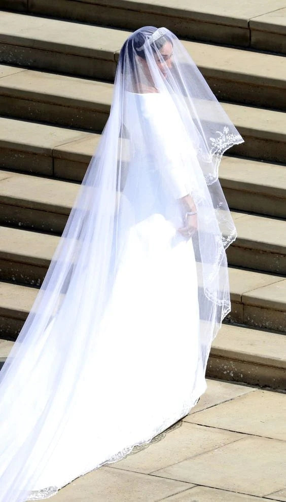 Meghan Markle Mermaid Wedding Dress With 3/4 Sleeves White Dresses